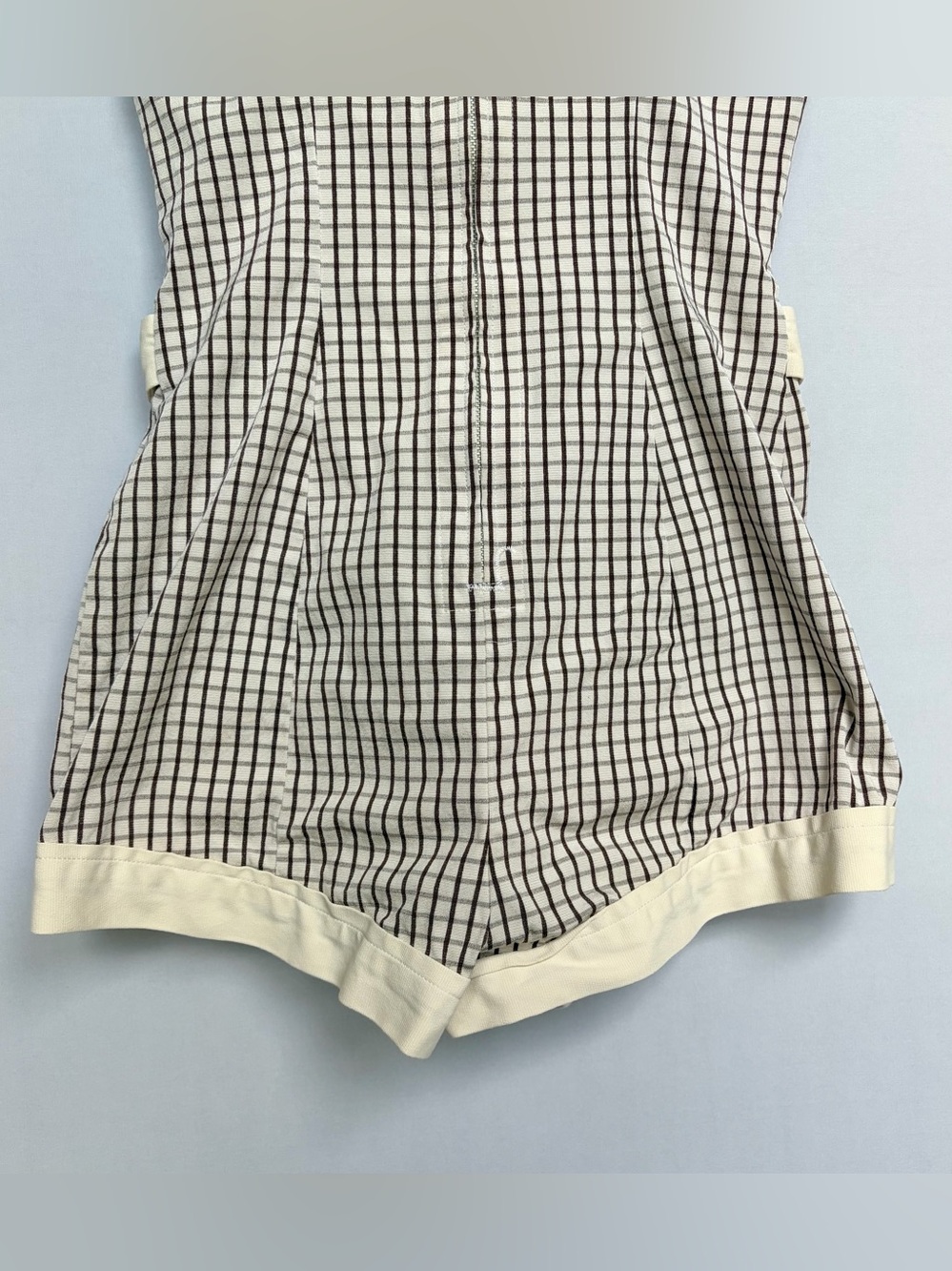Vtg 70s Jantzen Swimsuit Playsuit Sz 16 USA Cream Stripe Pinup Romper Yacht READ - Picture 6 of 16